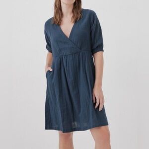 Pact Coastal Double Gauze midi dress, M, blue